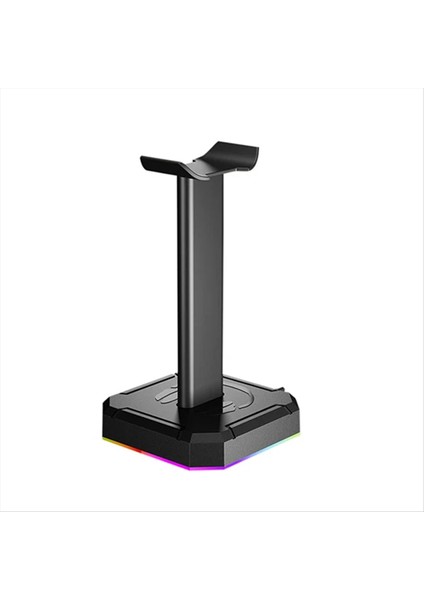 Kulaklık Braketi Ekran Rafı Rgb Arka Işık Başı Monte Standı Tutucu Masaüstü Organizatör Dikey Parantez Siyah (Yurt Dışından)