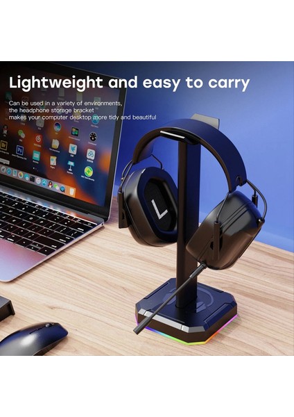 Kulaklık Braketi Ekran Rafı Rgb Arka Işık Başı Monte Standı Tutucu Masaüstü Organizatör Dikey Parantez Siyah (Yurt Dışından) modelleri