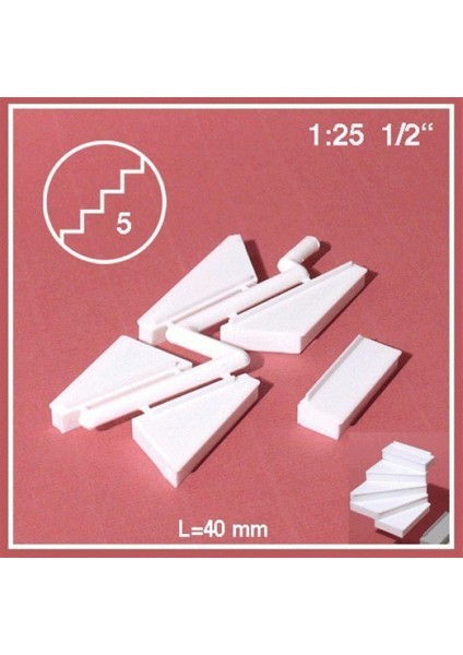 873121 1/25 Ölçek, 90° Sağa Dönen Merdiven -Beyaz-40 Mm-5