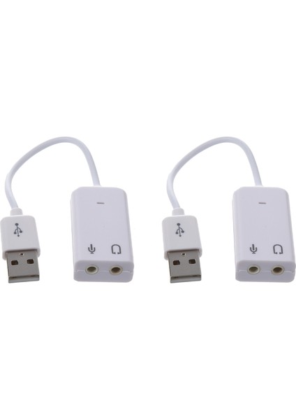 2x 3 5mm Mikrofon Kulaklık Soketi USB 2 0 Ses Kartı Hoparlör Ses Adaptörü Beyaz (Yurt Dışından)