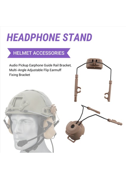 Pikap Kulaklıkları Ray Braketi Çok Açılı Ayarlanabilir Flip Kulak Bardakları Sabit Braket Kask Aksesuarları Çamur Renk (Yurt Dışından) indirimleri