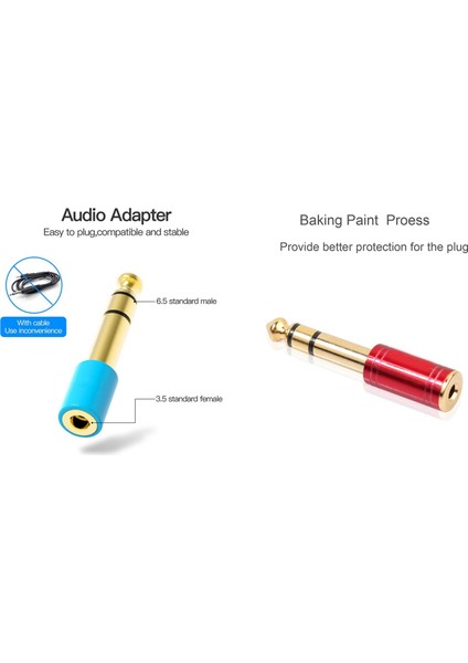 2pcs 6 5mm 6 35MM 1/4 Inç Erkek Ila 3 5mm 1/8inç Dişi Jak Stereo Kulaklık Aux Kablo Ses Adaptör Fişi Gitar Fişi Amplifikatör Jack Karışım Hoparlör - Mavi ve Kırmızı (Yurt Dışından) fiyatları