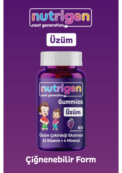 Gummies Üzüm 60 Çiğneme Tableti