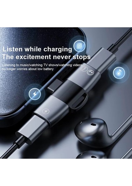 Otg 2 1 Double USB Tip C Tip C Tip C Jack Aux Audio Kulaklık 15W Şarj Cihazı Adaptörü Iphone 15 Pro Samsung B Için (Yurt Dışından) fırsatları