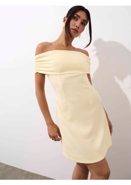 Xio Regular Fit Straplez Yaka Kısa Boy Sarı Renk Elbise fırsatları