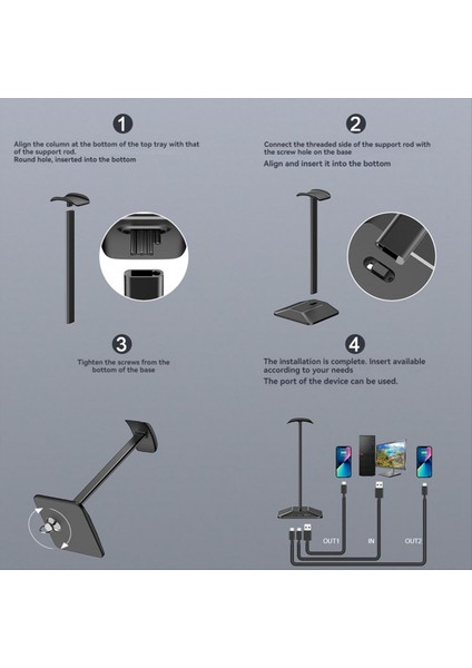 Rgb Oyun Kulaklık Standı Type-C USB Ports Masası Masası Oyun Kulaklık Tutucu Askısı Oyun Pc Aksesuarları Siyah (Yurt Dışından)