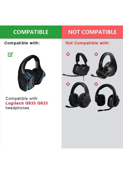 2paır Köpük Kulak Pedleri Logitech Için Deri Earpad G933 G935 G633 / G 933 G 935 G 633 Artemis Kulaklıkları (Yurt Dışından) modelleri