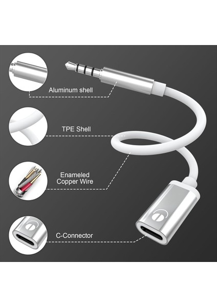 3 5mm Erkek Tip C Dişi Ses Kablosu Kablosu Mp3 Çalar Için Analog Ses Jakı Kulaklık Ses Adaptörü Dizüstü Bilgisayar Tablet A (Yurt Dışından) fırsatları