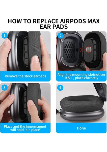 Apple Için Max Kulaklık Sünger Kapak Kulaklıkları Çok Fonksiyonlu 1 Çift Kulak Pedi Aksesuar Gümüş Gri (Yurt Dışından) fırsatları