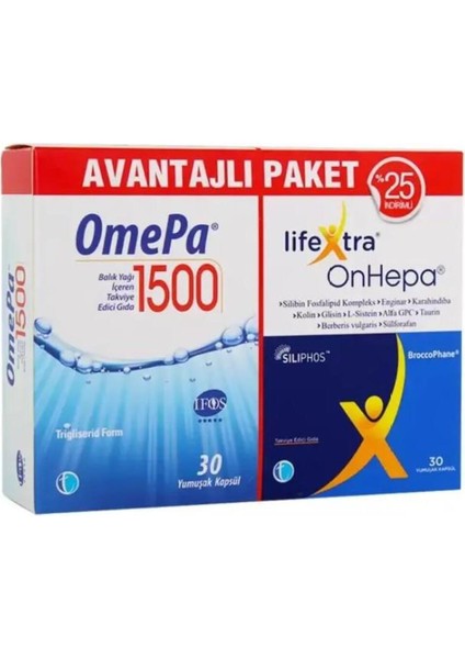 1500 30 Kapsül + Lifextra Onhepa 30 Kapsül - Avantajlı Paket