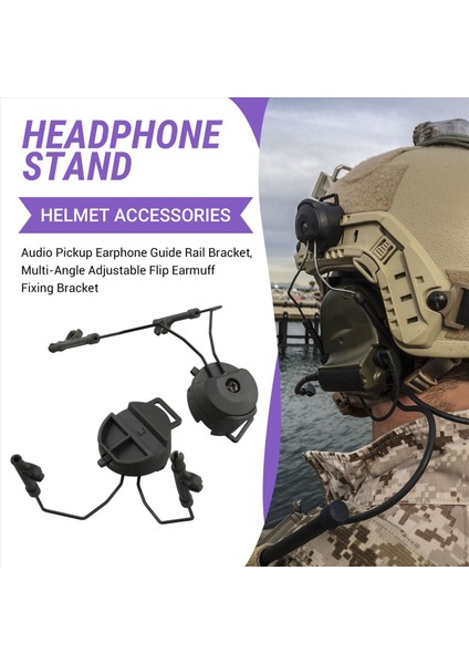 Pikap Kulaklıkları Ray Braketi Çok Açılı Ayarlanabilir Flip Ear Bardak Sabit Braket Kask Aksesuarları Yeşil (Yurt Dışından) indirimleri