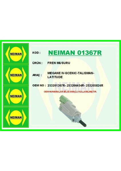 FREN MUSURU MEGANE 4-SCENIC-TALISMAN-LATITUDE 253201367R 253206454R 253205824R