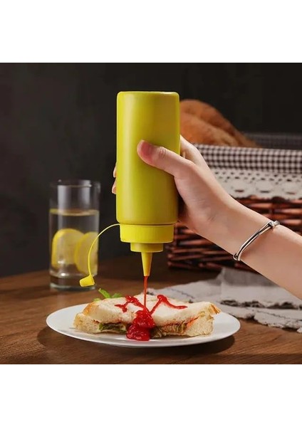 Home 2 Adet Sos Şişesi 700 ml Plastik Yağlık Sirkelik Ketçap Mayonez Sızdırmaz Sosluk Yağdanlık,bpa Içermez (Sarı)