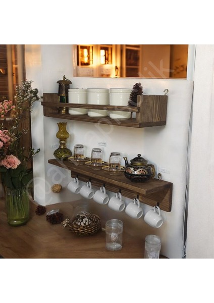 Kahve Köşesi,baharatlık,mutfak Rafı,terek (60*14 Cm)