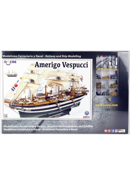 15006 1/100 Ölçek, Amerigo Vespucci, 98 Cm. Yelkenli Italyan Askeri Eğitim Gemisi, Ahşap Model Kiti
