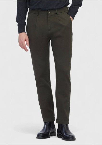 Haki Düz Dokuma Jogging Fit Casual Pamuk Karışımlı Pantolon fiyatları