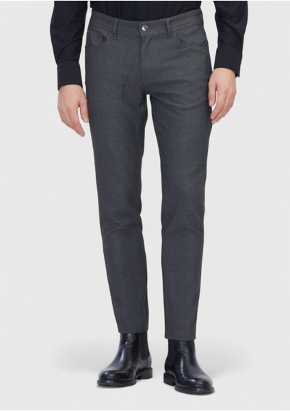 Gri Düz Dokuma Slim Fit Casual Pantolon fiyatları