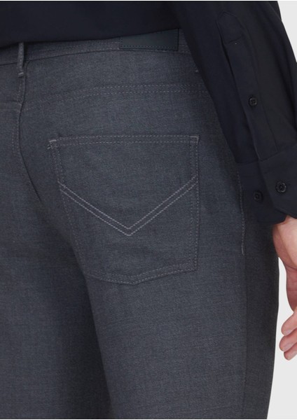 Gri Düz Dokuma Slim Fit Casual Pantolon fırsatları