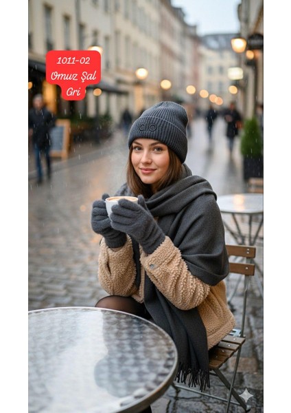 1011 Kalın Saçaklı Omuz Şal