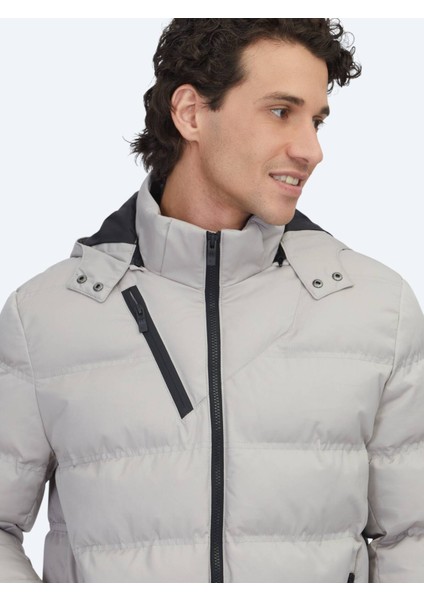 Bej Regular Fit Kapüşonlu Casual Dokuma Mont modelleri