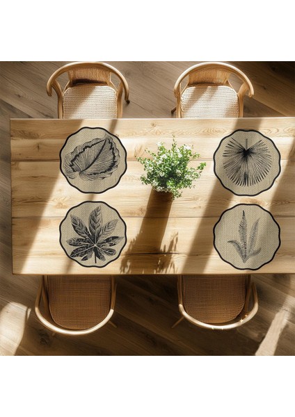 Zamansız Yapraklar Dijital Baskılı 6'lı Amerikan Servisi Dijital Supla