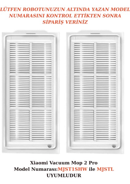 Xiaomi Vacuum Mop 2 Lite (Mjstl) Mop 2 Pro (MJST1SHW) Uyumlu Hepa Filtre Yedek Seti-2 Adet