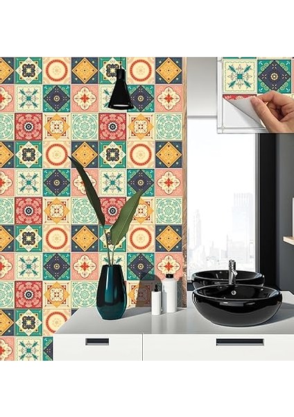 Kendinden Yapışkanlı Fayans Kaplama, Fayans Çıkartması, Duvar Zemin Kaplama Tokyo Desenli Pvc Karo 30X30 cm (11 Adet / 1 M²) fırsatları