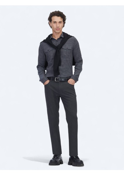 Antrasit Regular Fit Dokuma Casual Pamuk Karışımlı Gömlek fiyatları