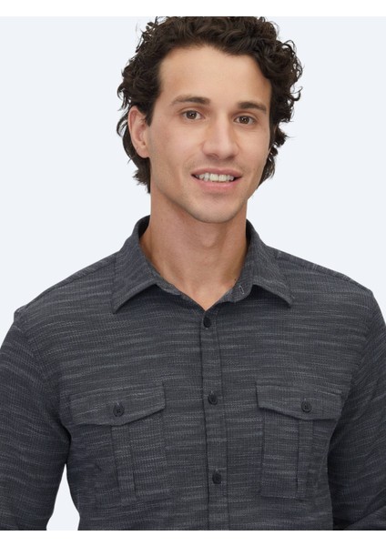 Antrasit Regular Fit Dokuma Casual Pamuk Karışımlı Gömlek modelleri