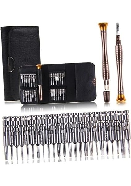 25 Parça Tornavida Tamir Seti, Deri Cüzdan Kılıflı, Bilgisayar, Telefon ve Saat Tamir Kiti fiyatları