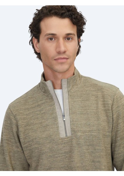 Vizon Dik Yaka Çizgili Sweatshırt modelleri
