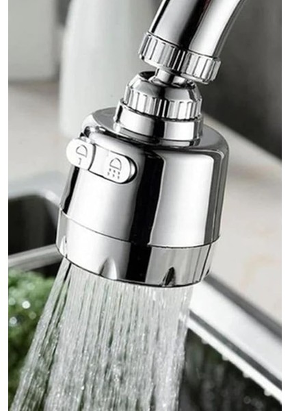 Krom 3 Fonksiyonlu Mutfak Lavabo Başlığı 360 Derece Döner Musluk Ucu Tasarruflu 1410