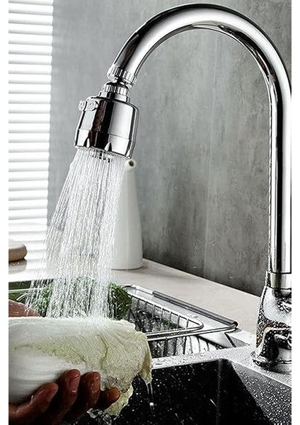 Krom 3 Fonksiyonlu Mutfak Lavabo Başlığı 360 Derece Döner Musluk Ucu Tasarruflu 1410 modelleri