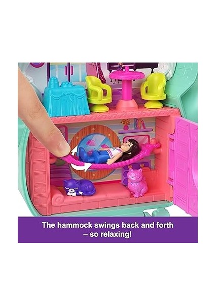 Pocket™ Kedicik Yelkende™ Mikro Oyun Seti Polly Pocket Kedicik Yelkende Mikro Oyun Seti, 1 Mikro Bebek ve Evcil Kediler, Yiyecek ve Stil Aksesuarlarının Yer Aldığı Seyahat Oyuncağı JCR37 indirimleri