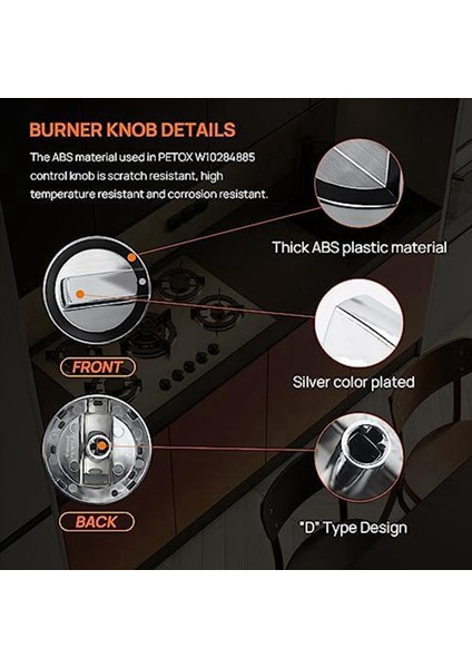 4x W10284885 Burner Knob Değiştirme Whirlpool Gaz Aralığı/soba/fırın Için Uygun WPW10284885 AP6018699 PS11752001 (Yurt Dışından) indirimleri