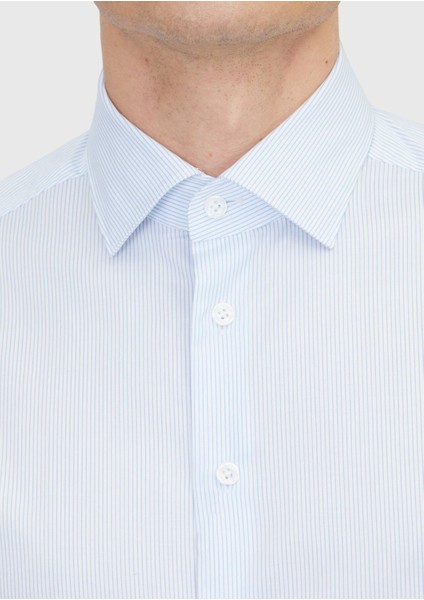 Açık Mavi Regular Fit Dokuma Klasik %100 Pamuk Gömlek indirimleri