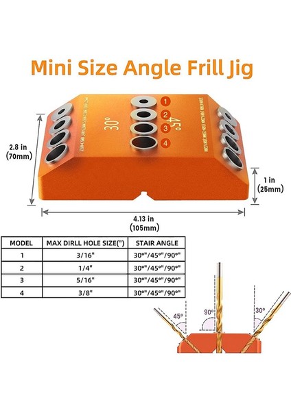 Matkap Kılavuzu 30 45 90 Derece Anya 4 Boy Boyut Deliği Gecikme Vidası Dıy Ahşap El Sanatları Için Jig Jig Merdiven Teli Korkusu (Yurt Dışından) fiyatları