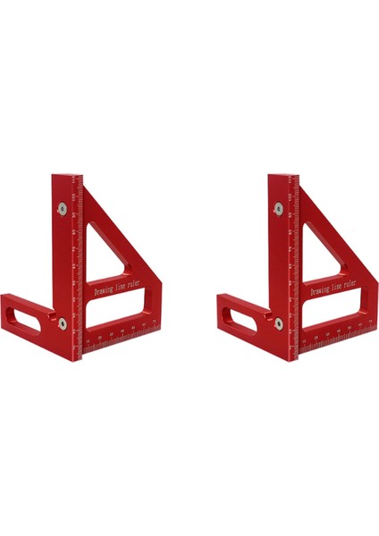 2x Ahşap Kare Prestrector Alüminyum Alaşım Çevirme Üçlü Hükümdar Düzeni Mühendis Marangoz Için Ölçüm Aracı -Red (Yurt Dışından)