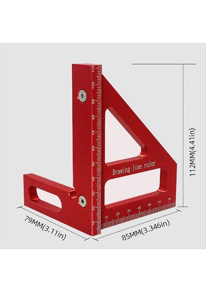 2x Ahşap Kare Prestrector Alüminyum Alaşım Çevirme Üçlü Hükümdar Düzeni Mühendis Marangoz Için Ölçüm Aracı -Red (Yurt Dışından) fiyatları