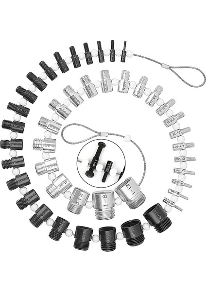 44PCS Somun ve Cıvata Iplik Denetleyici Denetleyici Standardı ve Metrik - Erkek Dişi Göstergesi - Doğru Ölçümler (Yurt Dışından)