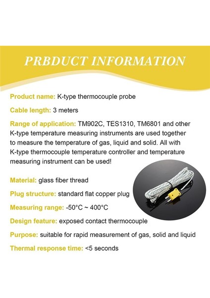 30PCS 3 Metre K Tip Mini Konnektör Termokupl Sıcaklık Probu Sensörü TM902C/ TES1310 Için Sıcaklık Algılama Hattı (Yurt Dışından) fırsatları