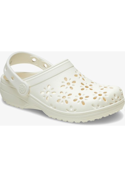 Classic Floral Cut Out Clog Kadın Krem Terlik.0WV