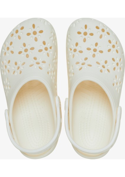 Classic Floral Cut Out Clog Kadın Krem Terlik.0WV