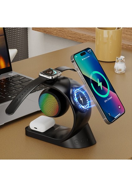 5 Bluetooth Hoparlör Manyetik Kablosuz Şarj Cihazı 15W Hızlı Şarj Evrensel Mobil Beyaz Için Izleme Kulaklığı (Yurt Dışından) modelleri