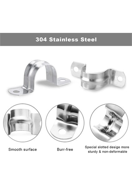 60 Paket M25 (1 Inç) Paslanmaz Çelik Sert Boru Kayışı 2 Delikli Kablo U Braket Kelepçe Askısı (Yurt Dışından) fırsatları