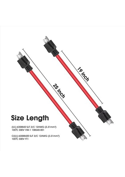 2x 3prong Erkek Ila Erkek Uzatma Kablosu Jeneratör Adaptör Kablosu Nema 5-15P Transfer Anahtarı Için 12AWG 125V (2ft) Abd Fişi (Yurt Dışından) fiyatları