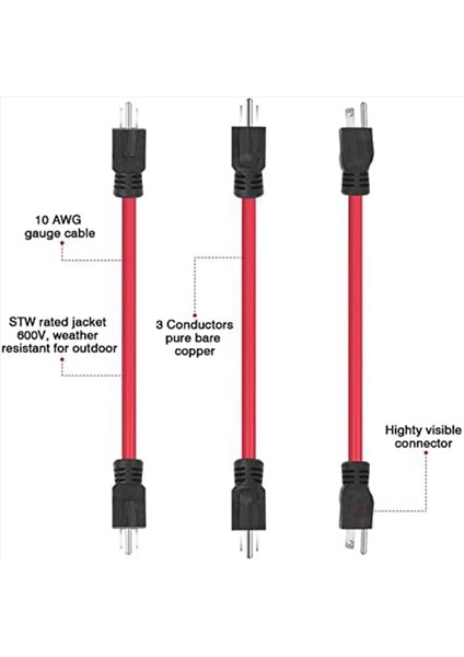 2x 3prong Erkek Ila Erkek Uzatma Kablosu Jeneratör Adaptör Kablosu Nema 5-15P Transfer Anahtarı Için 12AWG 125V (2ft) Abd Fişi (Yurt Dışından) fırsatları