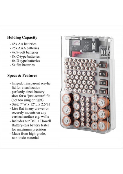 Pil Kapasite Testi Alet Pil Mukavemeti Göstergesi Organizatör Çok Fonksiyonlu Pil Organizatörü Siyah (Yurt Dışından) modelleri