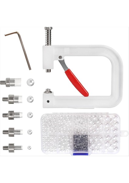 Inci Ayar Makinesi Boncuk Perçin Sabit Makinesi 5 Boyut El Pres Pearl Ayar Aracı Şapkalar Için Set Dıy Aksesuarları (Yurt Dışından)