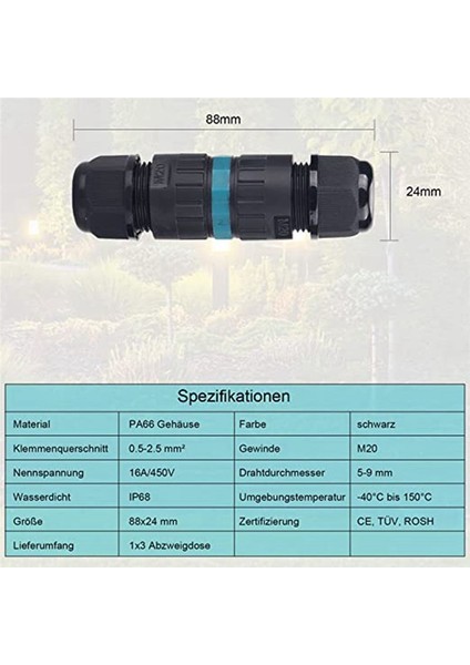 Kablo Eklemi Su Geçirmez Topraklama Kablo Bağlantısı Kılıf 3 Çekirdekli Kablo Bağlantısı 5-9mm Tel Çapı Için Uygun (Yurt Dışından) fırsatları